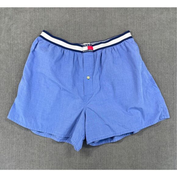 VTG Tommy Hilfiger Lounge Shorts Women XL Blue Retro Y2K Vintage Logo Sleepwear - Picture 1 of 9